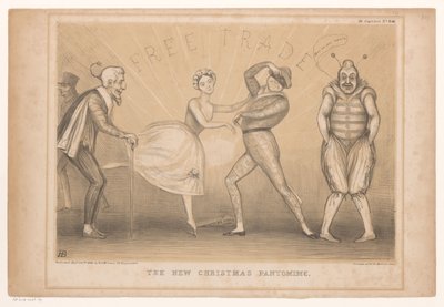 Spotprent potkal kerst voorstelling Nová vánoční pantomima (název na objektu) HB Sketches (název série na objektu) od John Doyle