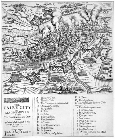 Poctivé město Magdenburg s opevněním a vnějšími stavbami. A jakým způsobem byl obléhán Johnem Tserclaesem hrabětem z Tilty, 1631 od John Droeshout