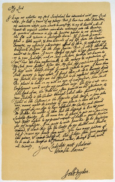 Dopis Johna Drydena Laurenci Hydeovi, c1682-1683. od John Dryden