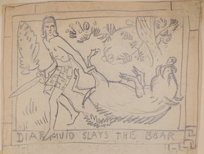 Diarmuid zabíjí kance (tužka) od John Duncan