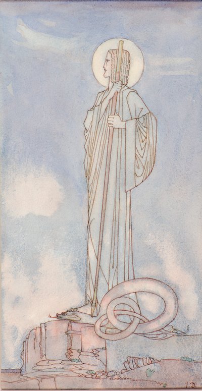 Svatý Jiří a drak (pero a inkoust) od John Duncan
