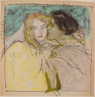 Bez názvu [Objímající se pár] (pero a inkoust) od John Duncan