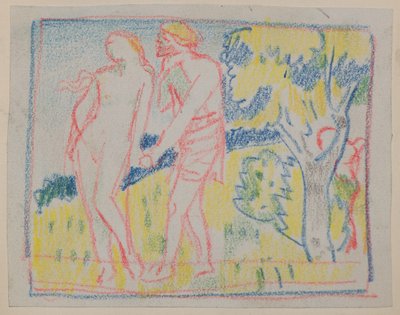 Bez názvu [Mužská a ženská postava v krajině] (tužka) od John Duncan