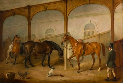 Tom of Lincoln a inženýr ve stájích v Newport Lodge, Melton Mowbray, Leicestershire, kolem roku 1852 (olej na plátně) od John E. Ferneley
