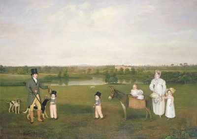William Hetton Cooke se svou manželkou a dětmi ve Worleston Rookery, Chester od John E. Ferneley