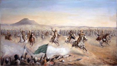 The Charge of the 21st Lancers at Omdurman, 2. září 1898 (olej na plátně) od John Edward Chapman Mathews