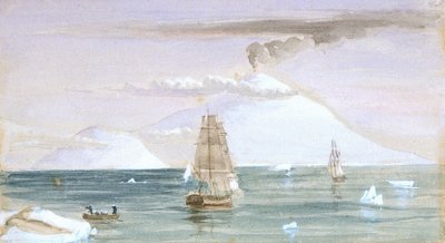 Beaufortův ostrov a hora Erebus. Objev 28. ledna 1841 od John Edward Davis