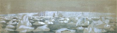 Část jižní polární bariéry, 2. února 1841 (akvarel) od John Edward Davis