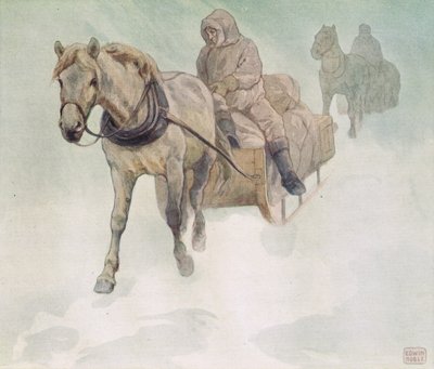 Koňské sáně, ilustrace z 