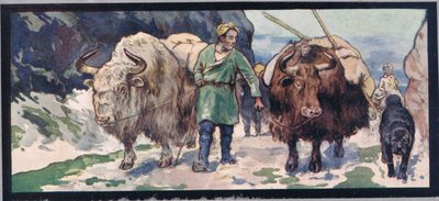 Mountain yaks, ilustrace z 