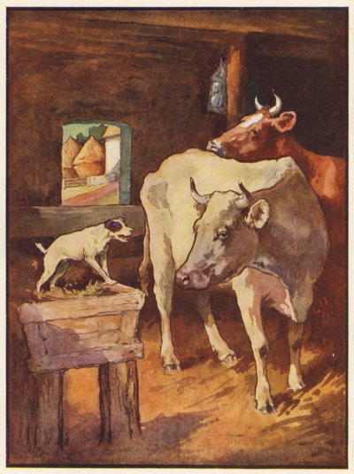 Pes v jesličkách (barva litho) od John Edwin Noble