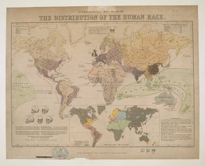 Etnografická mapa, ukazující distribuci lidské rasy od John Emslie