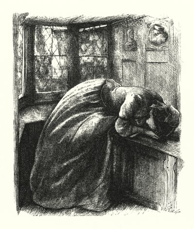 Mariana (rytina) od John Everett (after) Millais