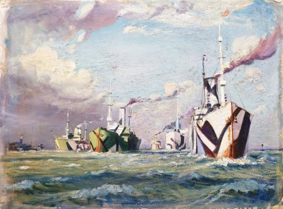 Cunarder (parník), cca 1918 (olej na kartonu) od John Everett