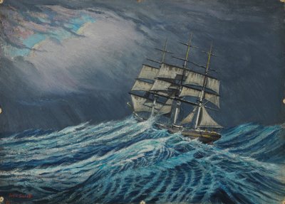 Plachetnice, konec 19. století - polovina 20. století (olej na kartě) od John Everett