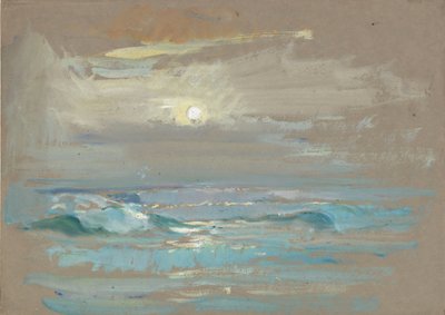 Přímořská krajina. Měsíční svit nad klidným mořem, konec 19. století - polovina 20. století (akvarel) od John Everett