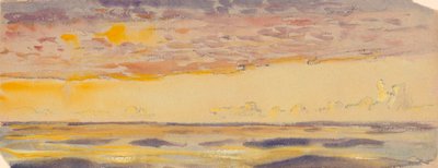 Mořská krajina, žluté moře a fialové mraky, konec 19. století - polovina 20. století (akvarel, pastel) od John Everett