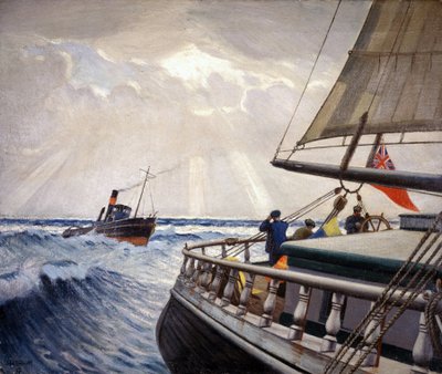 Loď "Iquique" na cestě mezi Londýnem (Anglie) a Sydney (Austrálie) mezi prosincem a dubnem 1899 a remorkér "Warrior". od John Everett