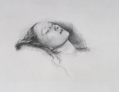 Elizabeth Siddal: Studie pro "Ophelia", 1852 od John Everett Millais