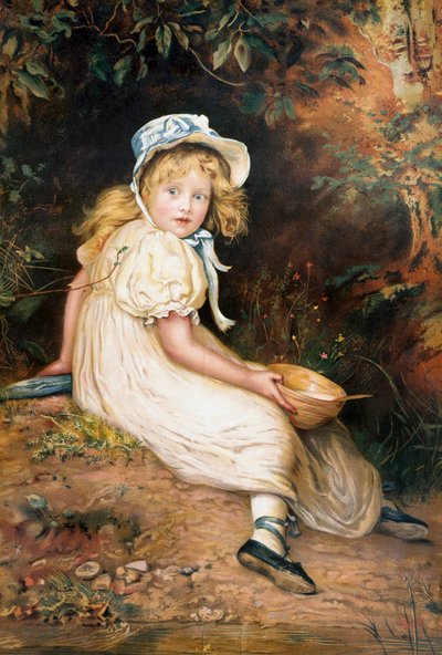 "Little Miss Muffet". 1884 (olej na plátně) od John Everett Millais