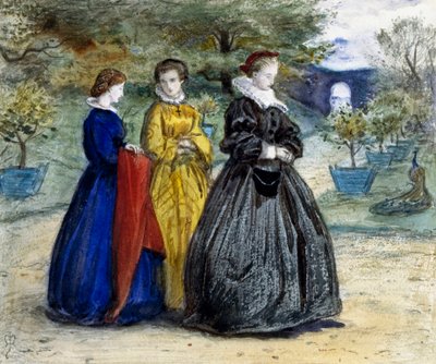 "Marie Skotská" Královna Marie Stuartovna (1542-1587) neboli Marie I. Skotská a její družina. Obraz Johna Everetta Millaise (1829-1896) (preraphaelite) od John Everett Millais