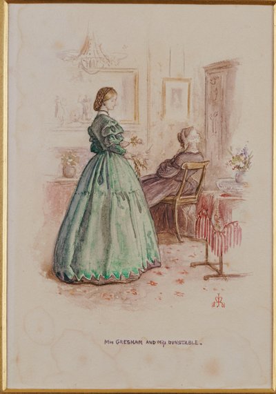 Paní Gresham a slečna Dunstableová: Ilustrace k "Framley Parsonage", 1861 od John Everett Millais