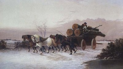 Vůz se dřevem na sněhu od John F. Morris