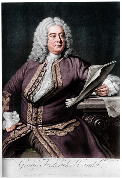 George Frideric Handel, britský barokní skladatel německého původu, 1749 od John Faber the younger