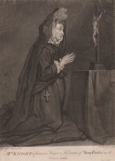 Paní Knightová slavná zpěvačka a oblíbenkyně krále Karla II od John Faber the younger