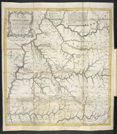Mapa Kentucky, v The Discovery, Settlement and present State of Kentucke od John Filson