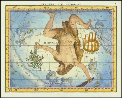 1776 - John Flamsteed - Hercules, La Couronne (Herkules a koruna) od John Flamsteed