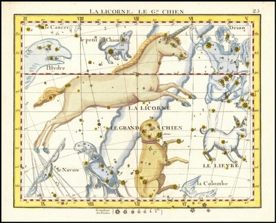 1776 - John Flamsteed - La Licorne, Le Gd. Chien (Monoceros  Canis Major) od John Flamsteed