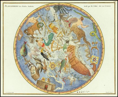 1776 - John Flamsteed - Planisphere des Etoiles Australes od John Flamsteed