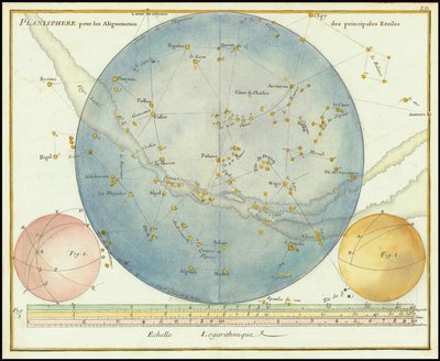 1776 - John Flamsteed - Planisféra pro postavení hlavních hvězd od John Flamsteed