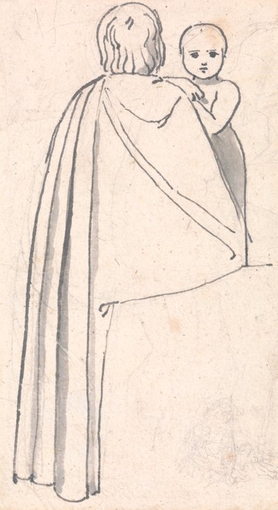 Zadní pohled na ženu s dítětem dívá přes rameno od John Flaxman