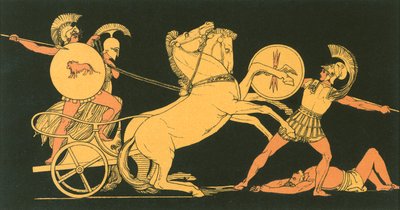 Diomed vrhá své kopí proti Aresovi od John Flaxman