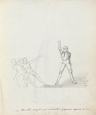 Osada. andělé a služebníci milosti braň nás!, 1783 (pero, inkoust a pero na papíře) od John Flaxman