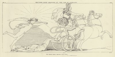 Hectorovo tělo táhlo k autu Achilles od John Flaxman