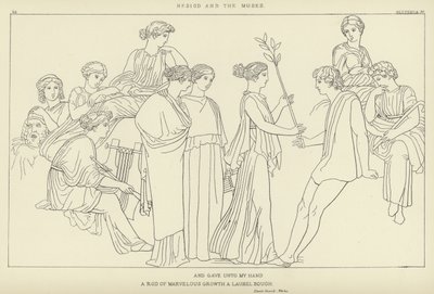 Hésiodos a múzy od John Flaxman