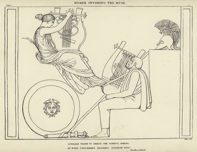 Homer vyvolává múzu od John Flaxman