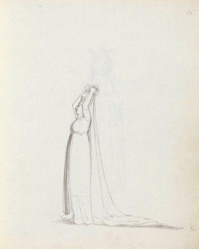 Mrs Siddons jako Constance, 1783 (pero, inkoust a mytí na papíře) od John Flaxman