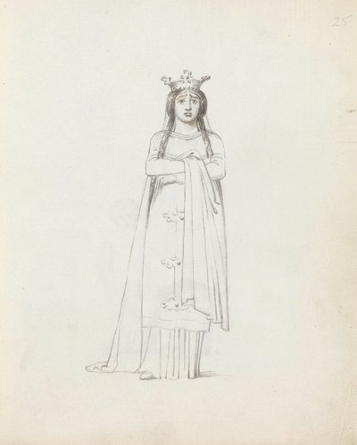 Mrs Siddons jako Constance, 1783 (pero, inkoust a mytí na papíře) od John Flaxman