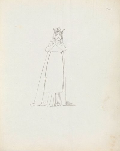 Mrs Siddons jako Constance, 1783 (pero, inkoust a mytí na papíře) od John Flaxman