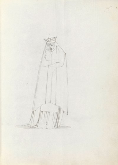 Mrs Siddons jako Constance, 1783 (pero, inkoust a mytí na papíře) od John Flaxman