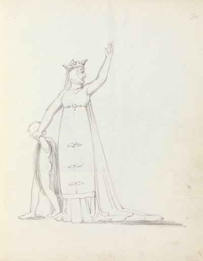 Mrs Siddons jako Constance s dítětem, 1783 (pero, inkoust a mytí na papíře) od John Flaxman
