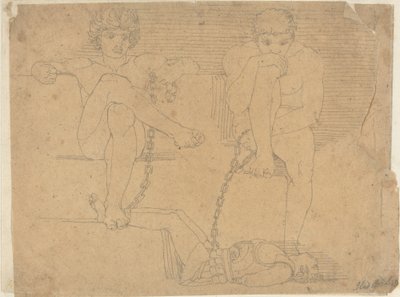 Otus a Ephialtes drží Mars v zajetí od John Flaxman