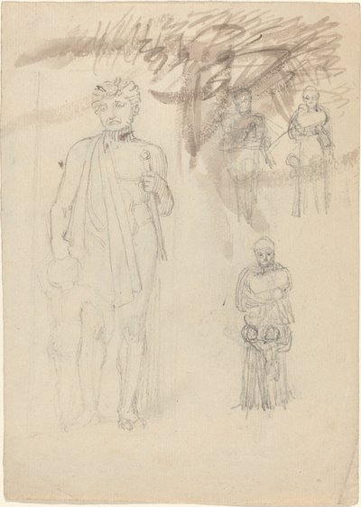 List studií, včetně Warrior with Child [recto and verso] od John Flaxman