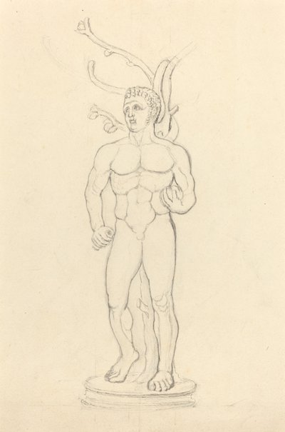 Socha mužského aktu před stromem od John Flaxman