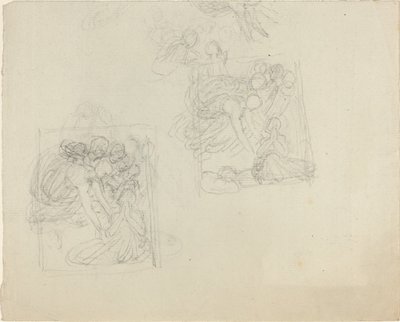 Studie k pomníku s anděly sahajícími až k modlícímu se postavě [recto a verso] od John Flaxman