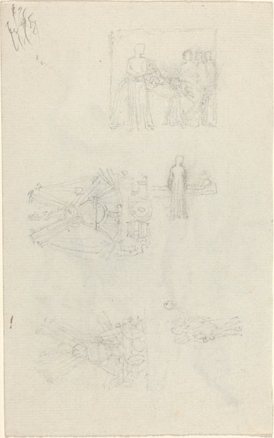 Studie lůžka pro nemocné a dekorace pro fasádu Buckinghamského paláce [recto a verso] od John Flaxman